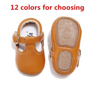 Baby Moccasins Princess Hard Sole Första Walkers Toddler Girl Nyfödda Äkta Läder Skor Mix Färg Partihandel