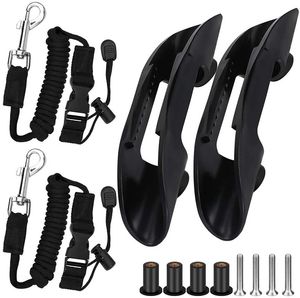 4 Pieces Kayak Paddle Holder Kayak Adjustable Safety Paddle Leashes and Deck Mounted Clips (Incuding Screws) with Hardwre Universal