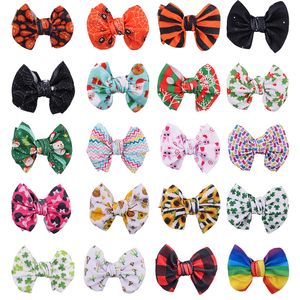 Christmas Halloween Baby Girls Hairpins Cute Ins Print Bowknot Hair Clip Leopard Bow Hairclips Plaid Barrette DIY Hair Accessories M2304