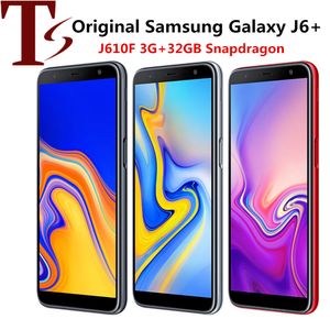 Refurbished original samsung galaxy J6 plus j6 2018th J610F 3G RAM 32GB ROM DUAL back camera Quad-core Snapdragon 425 unlocked 4G LTE mobile phone 10pcs