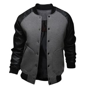 Cool College Baseball Jacket Men Fashion Design Black Pu Leather Sleeve Mens Slim Fit Varsity Jacket Brand Veste Homme J04 CX200730