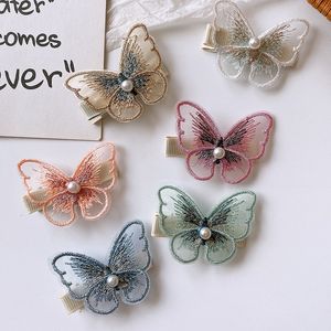 15631 Girls Barrette Handmade Embroidery Butterfly Kids Barrettes Handmade Children Ballet Girl Hairpins Hair Clip Hair Accessory