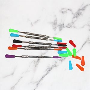 Sigara içme balmumu dabber aletleri silikon uçlu gümüş altın rengi 80mm ila 120mm dab kavanoz aleti kuru bitk