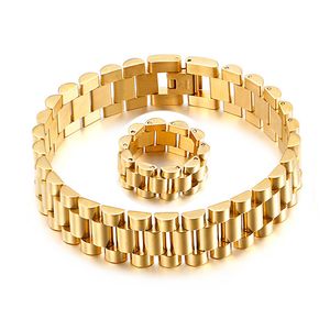 15mm Männer Frauen Edelstahl Uhrenarmband Armband Kette Armband Punk Armband Armband Armbänder Ringe Gold Hiphop Handschlaufe Fahrrad Biker Link Armreif Schmuck