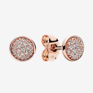 Klare CZ Pave Rosegold Ohrstecker Damen Herren Sommerschmuck für Pandora 925 Silber Ohrring mit Originalverpackung