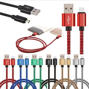 1M 2M Tkaniny stopu Tkaniny Plecione Kable typu C Micro V8 5PIN Kabel ładowarki USB do Samsung S6 S7 Edge S8