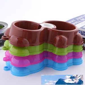 Pet Products Plastic Cat Pet Bowl Environmental Protection Non-toxic Dog Food Drinking Double Bowl Tableware Pet Feeding Tool CCA9652 100pcs