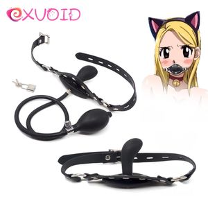 EXVOID Inflável Penis Gag BDSM Bondage Dildo Oral Dildo Fetiche Fetiche Boca Aberta Gag Adulto Sexo Brinquedos Para Casais Restrições de Escravo MX200422