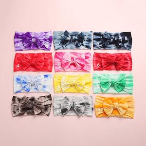 Девочки Радуга Tie Dye Bow ободки 2020 Новый Младенческая Bands Мягкая нейлоновая Stretch Узел волос Head Wrap для малышей Новорожденный Тюрбан M2373