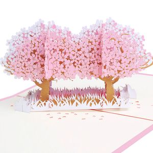 3D Romantic Flower Pop Up Greeting Cards Wedding Birthday Congratulation Thank you Postcard For Valentine's Day Festive Party Supplies