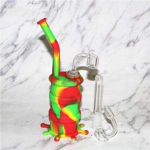 Portable Hookah Silicone Barrel Rigs for bubbler Dry Herb Unbreakable Water Percolator Bong Smoking Oil Concentrate Pipe DHL