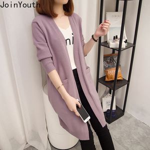 JoinYouth Long Cardigans Solid Casual Pockets Korean 2020 Autumn Sweaters Women All Match Outwear Fashion Sueter Mujer J298 T200803