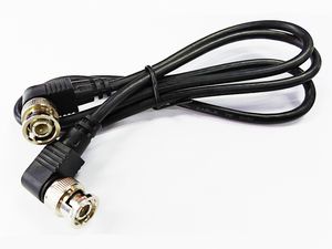 High Quality Dual 90 Degree Angled BNC Male to Male Adapter Cable For CCTV Camera Coaxial about 1M/Free shipping/10PCS