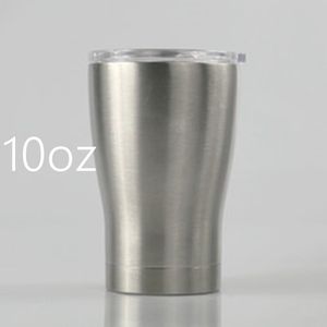 10oz krökt tumblers med lock och halm rostfritt stål vin tumbler dubbel vägg vakuum isolerad vattenflaska resa rånar bil muggar