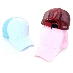 Girl Summer Outdoor Hollow Out Camouflage Style Solid color Sun protection Baseball Caps Fashion Ponytail Breathable Net Hats