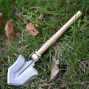 Wholesale portable folding shovels for sale - Group buy Outdoor Brass Portable Mini Multi EDC Shovel Engineer Digging Gardening Shovel Folding Shovel with knife Compasses Tool