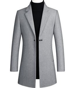 Projektant Mężczyźni Wełna Trench Coat Pojedynczy Przycisk Moda Zimowa Biznes Długi Zagęszczaj Slim Fit Płaszcz Jacket Parka Mens Odzież Plus Rozmiar 4XL