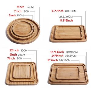 Round Square Wood Plate Dish Sushi Platter Dish Dessert Biscuits Plate Dish Tea Server Tray Cup Holder Pad 12 Sizes Customizable