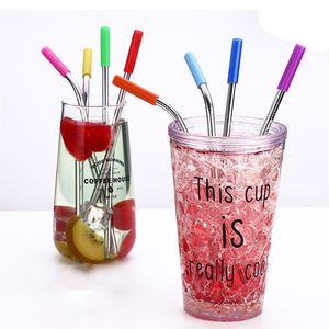 304 Stainless Steel Straw Combination med scratch-resistent silikonhuvud och rep-resistent mun Bone Bag Set Drink Straws Gratis DHL