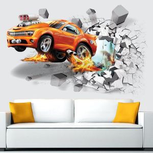 50x70cm D Stereo Auto stick PVC Wall Stickers Break The Dinosaur Football Car Removable Waterproof Wallpapers Home Décor HA1022