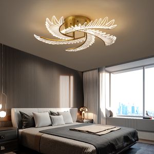 リビングルームベッドルーム翼のデザインのモダンなデザインラウンドシャンデリア照明ハンギングLEDランプ屋内照明器具AC 110V-220V