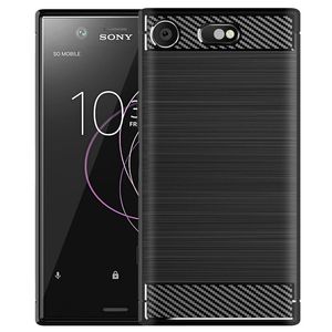 Silicone Case fibra de carbono Textura à prova de choque tampa protetora Slim Fit suave TPU para Sony Xperia XZ1 Compact XZ2 XZ3 premium XA1 PLUS ULTRA