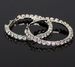 Ny varm försäljning kristall rhinestone örhängen kvinnor guld sliver hoop örhängen mode smycken örhängen för kvinnor wy1467