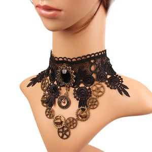 Europe And The United States Retro Style Turbine Gear Series Lace Crystal Necklace Exaggerated Foreign Trade Items Jewelry Wholesale