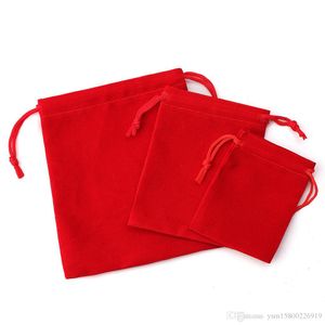 75 pezzi tre dimensioni 5 7 cm 7 9 cm 10 12 cm borsa in velluto con coulisse borsa all'ingrosso borsa per gioielli borsa regalo di nozze rosso natale