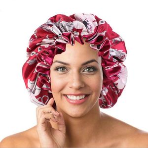 Satynowa maska ​​dla kobiet duża barwia jedwabna maska ​​dla naturalnych włosów Kobiety do snu czapki z wygodnym opaską wiatrową