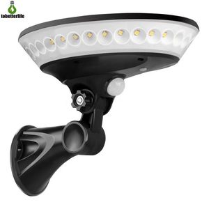 Lampada da parete solare rotonda Sensore di movimento PIR Lampada da giardino circolare Lampione stradale Illuminazione per esterni Lampada da parete a 360 gradi 3 modalità di illuminazione