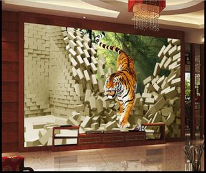 carta da parati fotografica su misura per le pareti 3d rivestimento murale Foresta tigre del salone TV background decorativo carte da parati a casa