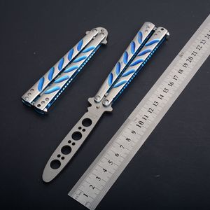 Coltello pieghevole a farfalla C38 Pratica pratica Coltelli a pettine tascabile Coltelli a lama non affilata Blu per praticare lo strumento EDC