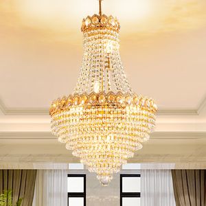 Europeisk guldkristall ljuskrona LED modern kristall ljuskronor ljus fixture restaurang Hotel Hall lobby salong hem inomhus belysning