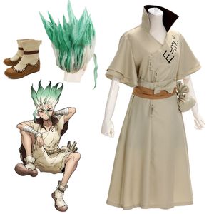 Anime Dr Stone Senku Ishigami Cosplay Costume for Man Man Male Medieval White Pełna peruka