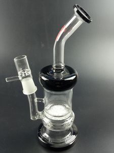 Upgrade honeycomb glass water bongs hookahs black oil burner recycler dab rigs 14mm joint 9.8inch