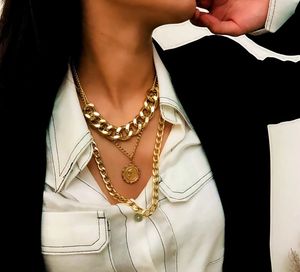 Kadınlar Punk Çingene Yaz Önlüğü Takı için Kraliçe Başkanı ile Moda Çok katmanlı yapılar Altın Gümüş Sikke Püskül Collier Bildirimi Salkım