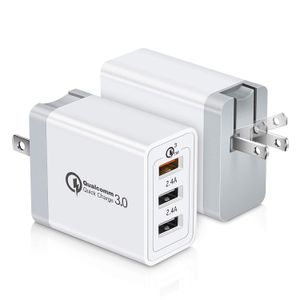 US EU UK Plug qc3.0 быстрое зарядное устройство 3 Порты USB AC Home Travel Adapter для мобильных телефонов, таблеток, банки питания