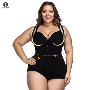 여성 플러스 사이즈 5xl Shapewear 바디 셰이퍼 슬리밍 허리 트레이너 배 탑 Control Bodysuit Optpartum 속옷 코르셋 엉덩이 복구 Y200710