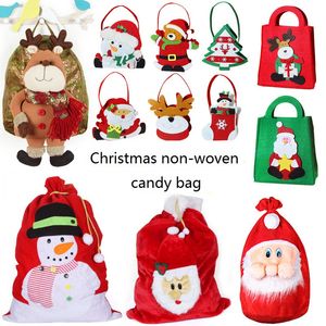 Jul Non Woven Candy Bag Santa Sack Presents Bag Hållare Julgran Party Gifts Candy Väskor