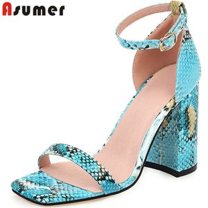ASUMER 2020 hot sale women sandals ankle buckle snake high heel sandals fashion simple summer dress party wedding shoes woman 0922