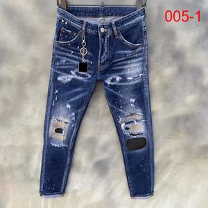 Mens Jeans denim Rippade jeans för män Skinny Broken Italy Style Hole Bike Motorcykel Hot Rock Revival Pants Dsquare Jeans