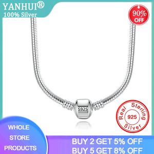 Med certifikat 45/50 / 55/60cm 925 Solid Silver Snake Chain Necklace Fit Pendants Pärlor Charms DIY Gift Smycken Tillbehör LJ200831