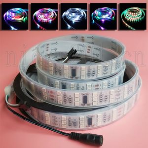 12V 5M WS2811 5050 RGB LED Pixel Flexible Strip Light Rope 720LEDs Addressable Magic Dream Color Changing Triple Rows IP67 Tube Waterproof Outdoor