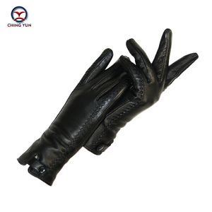 New Women's Gloves Genuine Leather Winter Warm Fluff Woman Soft Female Rabbit Fur Lining Riveted Clasp High-quality Mittens T200819