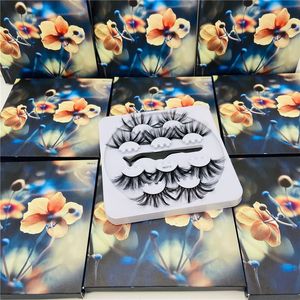 5 Pairs 25mm Soft Fluffy 3D Faux Mink False Eyelashes Dramatic Long Wispies Lash Extension Natural Volume Handmade Eye Makeup with Tweezers