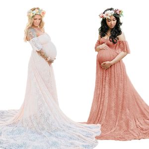 Props Pregnancy Photography Maternity Dresses For Photo Shoot Pregnant Dress Lace Maxi Gown S - XL