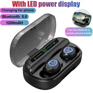 V10 TWS Bluetooth Kulaklık Stereo Kulaklık Kablosuz IP5X7 Su Geçirmez Spor Kulaklık Kulakiçi LED Dijital Ekran 2000mah Şarj Kutusu