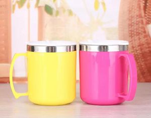 Office cups stainless steel doubleVacuum cup wine glasses Cup With Lid Stainless Wine Egg coffee mugs 4 Colors water bottle by DHL