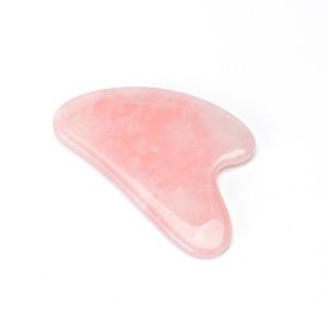 Rose Quartz Jade Guasha Board Natural Stone Scraper Kinesiska Gua SHA Verktyg för ansiktsbryggs kroppstryck